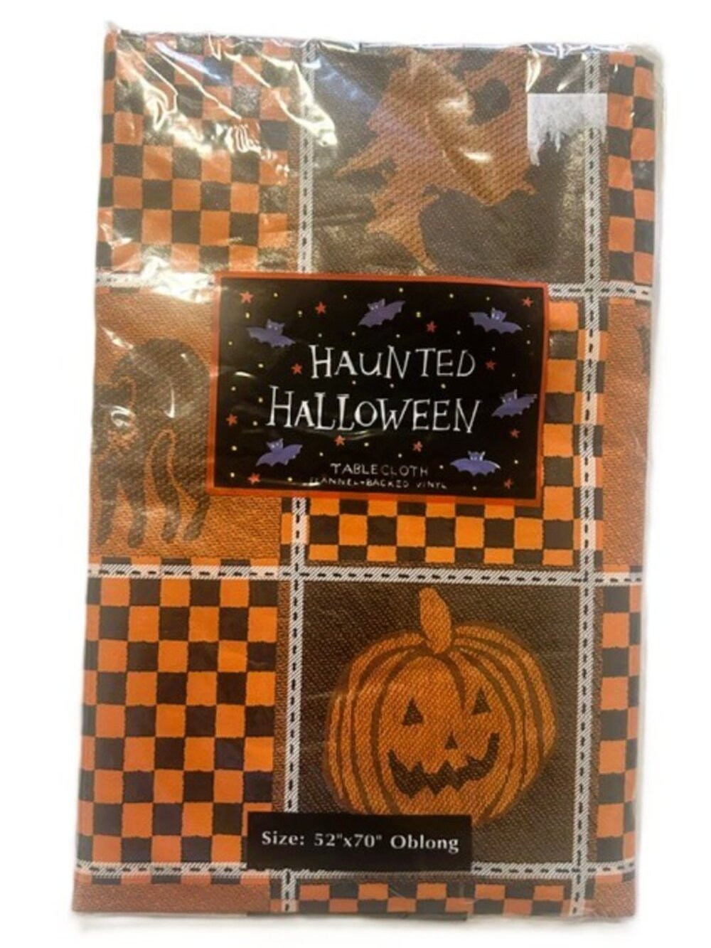 Halloween Table Cloth Haunted 52 x 70 in Oblong Vinyl  Polyester Backed